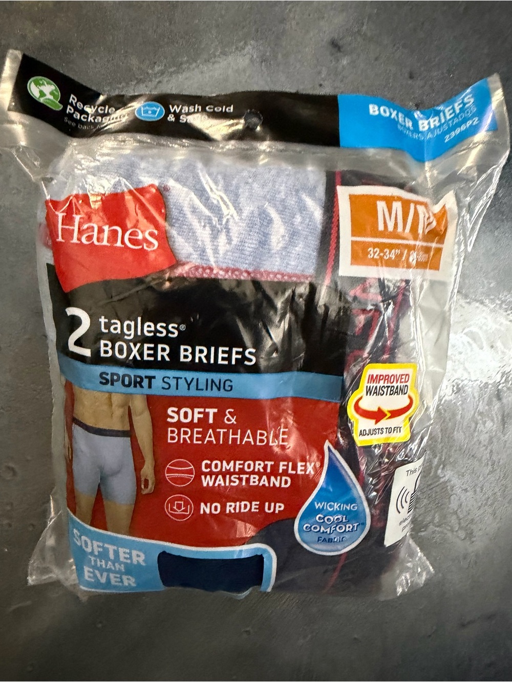Hanes Men’s Boxer Briefs - Light Blue (2 Pack)
